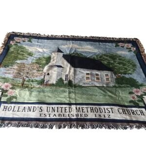 Holland's United Methodist Church Tapestry Throw Blanket Established 1812‎ 69x51
